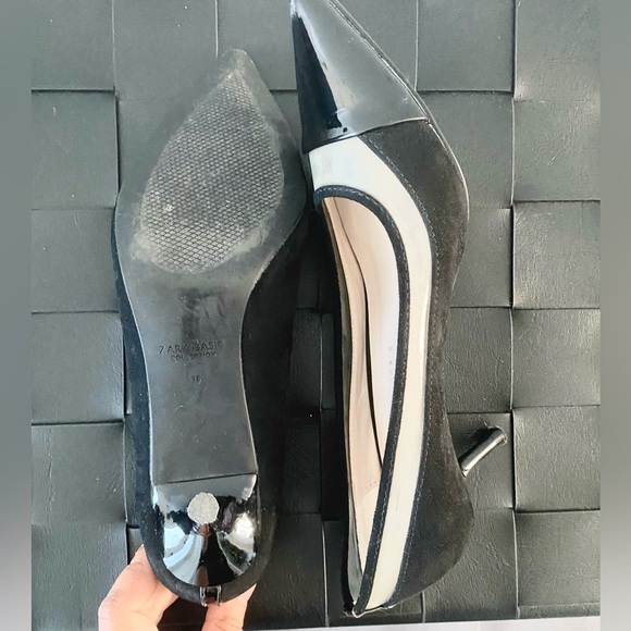ZARA Black Pointed Toe Kitten Heels Size 36 / Size 6 - Picture 3 of 5